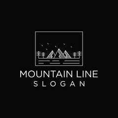 Mountain logo in line art design style