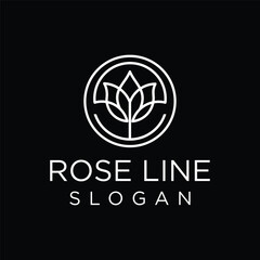 Luxury  elegant  minimalist rose flower vector logo