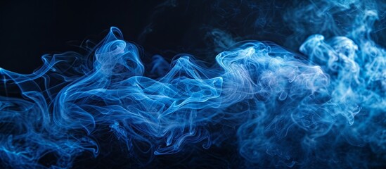 Blue smoke in abstract form against a black background, along with blue and beautiful ink backgrounds.