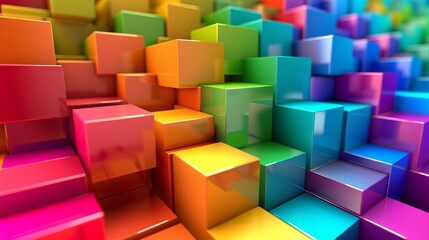 abstract background with a rainbow of colored blocks 