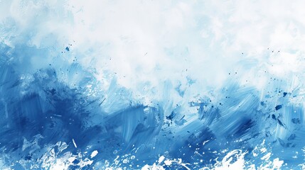 traditional grunge brushstrokes color and hand-painted background texture of blue winter snow and...