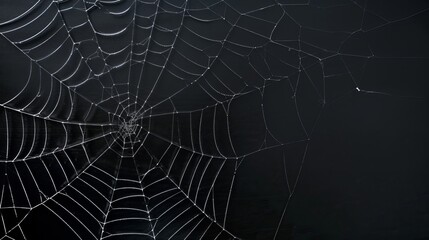 black wall and big spider web on dark background