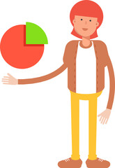 Hippie Man Character Holding Pie Chart
