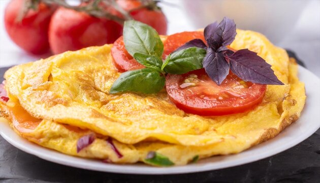 omelet with tomatoes and basil
