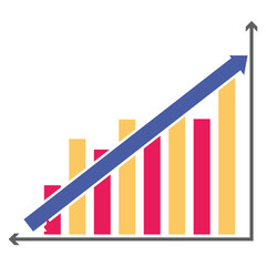 Graph diagram up icon, business growth success chart with arrow, business bar sign, profit growing symbol, progress bar symbol, growing graph icons . Business graph icon . EPS 10