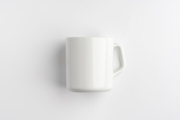 Blank white coffee mug mock up on white background