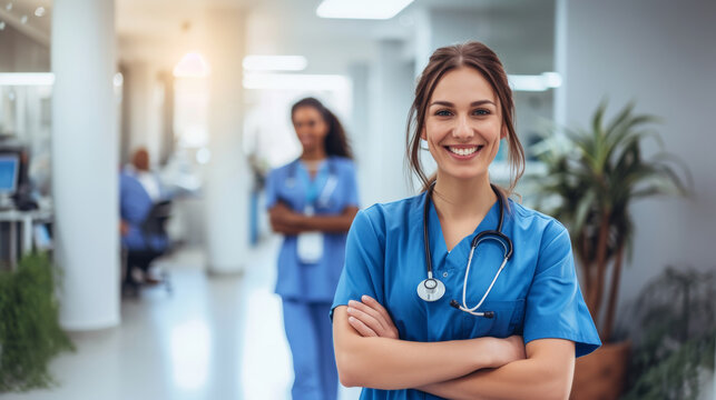 Smiling female healthcare worker in a medical office