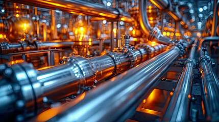 Equipment, cables and piping as found inside of a modern industrial power plant