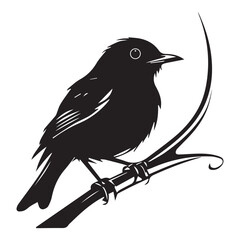 A minimalist, logo featuring a sleek and stylized robin against a white background awesome, professional, vector logo, simple
