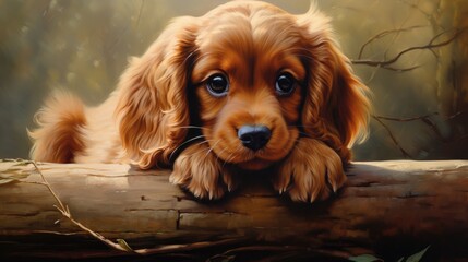 A playful cocker spaniel pup with expressive eyes and a wagging tail.