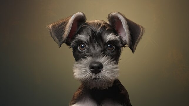 A spunky schnauzer pup with distinctive eyebrows and a playful spirit.
