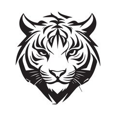 Fototapeta premium A minimalist, logo featuring a sleek and stylized tiger head against a white background awesome, professional, vector logo, simple