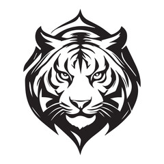 Fototapeta premium A minimalist, logo featuring a sleek and stylized tiger head against a white background awesome, professional, vector logo, simple