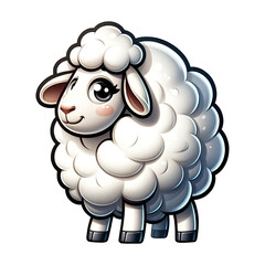 Fototapeta premium Cute Cartoon Sheep. Fluffy Farm Animal Art