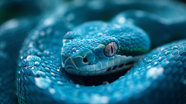 Deadly snake looking into the camera. Exotic snake look at you. Snake eyes. Reptile predator. Aggressive snake face close up. Beautiful abstract wallpaper
