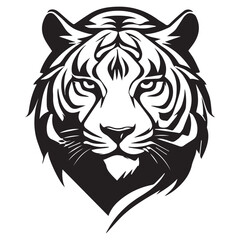 A minimalist, logo featuring a sleek and stylized tiger head against a white background awesome, professional, vector logo, simple