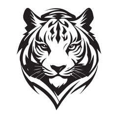 A minimalist, logo featuring a sleek and stylized tiger head against a white background awesome, professional, vector logo, simple