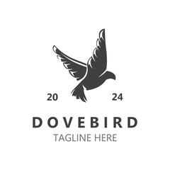 Naklejka premium Dove bird elegant flying logo design Nature Wildlife Label style vintage image
