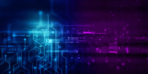 2d illustration Abstract futuristic electronic circuit technology background
