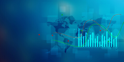 2d rendering Stock market online business concept. business Graph 