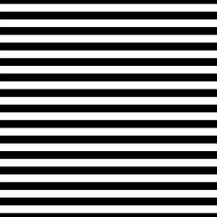 Striped background with horizontal straight black and white stripes. Seamless and repeating pattern. Editable vector illustration.