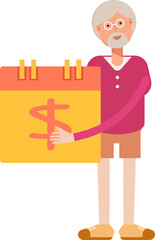 Old Man Character and Payment Date Calendar
