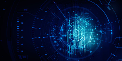 2d illustration Abstract futuristic electronic circuit technology background
