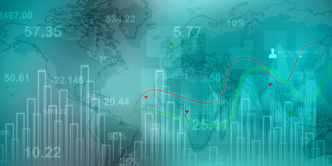 2d rendering Stock market online business concept. business Graph 
