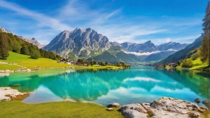 Obraz na płótnie Canvas lake and mountains
