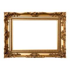 Decorative golden vintage frames, Golden baroque frame on transparent background.