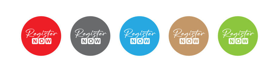 REGISTER now buttons on white background