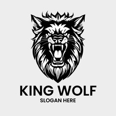 wolf logo design in monochrome style