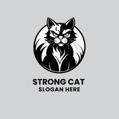 cat logo design in monochrome style