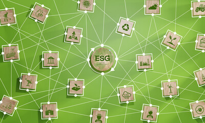 ESG environment social governance concept.Business cooperation for a sustainable environment.World sustainable environment concept. Web and Social Header Banners for ESG - obrazy, fototapety, plakaty