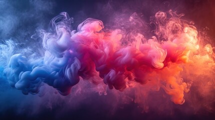  colorful smoke on a black background with a red, blue, and yellow smoke trail in the middle of the image. - obrazy, fototapety, plakaty