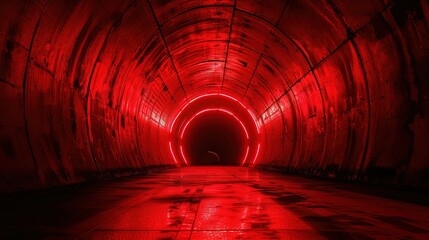 Red light tunnel - obrazy, fototapety, plakaty