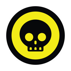 danger yellow circle skull warning sign of caution hazard traffic toxic poison icon symbol vector flat design for badges emblems website mobile isolated on white Background