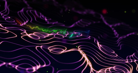 Image of network of connections over light trails