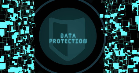 Image of data protection text with scope and network of connections