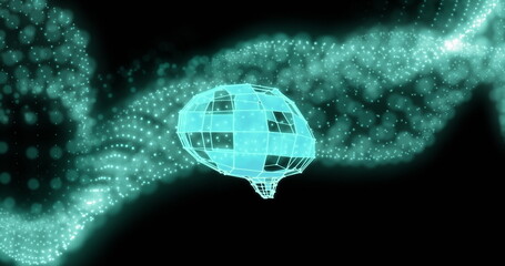 Image of mesh with data processing over human brain