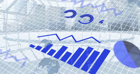 Image of financial data processing over city