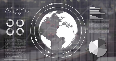 Image of financial data processing over city