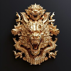 Obraz premium golden dragon badge exquisite luxurious metal
