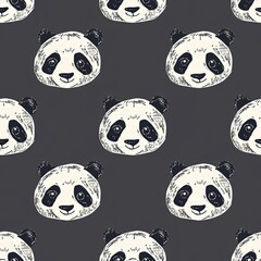 panda heads seamless pattern