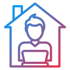 Man Working at Home Icon Style