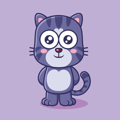 Cute cat animal cartoon character vector Illustration.