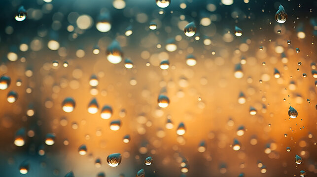 Blurry background of bokeh lights rainy day soft focus city, View Through Glass Covered Raindrops On, Wallpaper Pictures, Background Hd