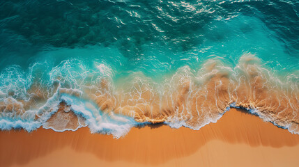 Overhead view of a ocean with turquoise water