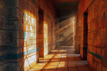 A corridor in an ancient pyramid in an Egyptian city