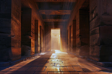 A corridor in an Egyptian temple - obrazy, fototapety, plakaty
